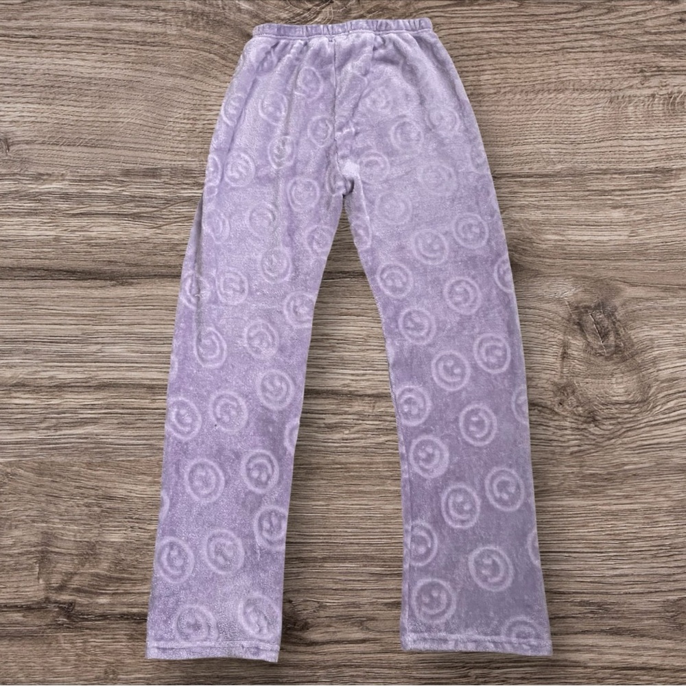 Plush Purple Smiley Face Lounge Pants - Picture 2 of 2